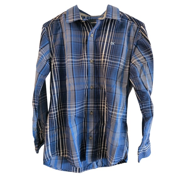 Calvin Klein Jeans Tops - Calvin Klein Jeans Women's Blue Plaid Button Down Shirt Long Sleeve L 14/16